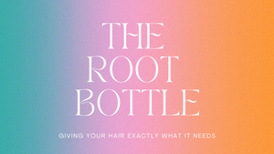 the root bottle logo and slogan : Giving your hair exactly what it needs
